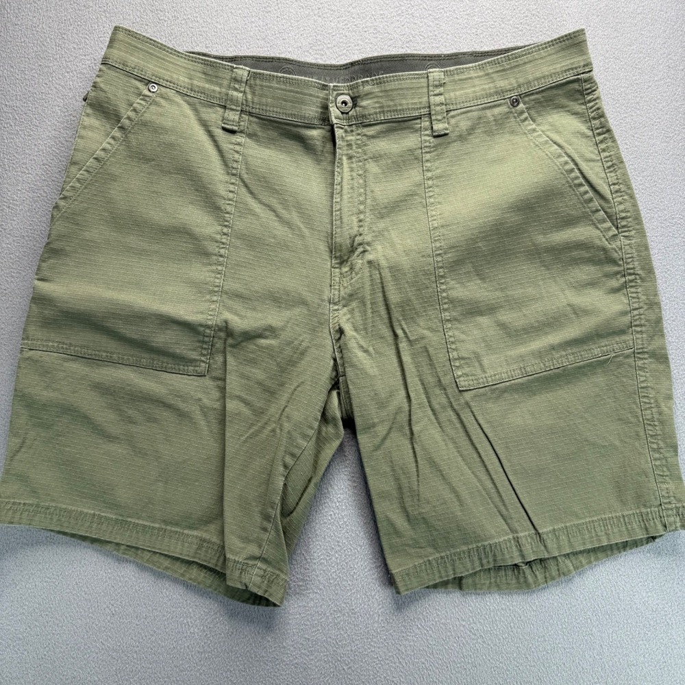 Weatherproof Mens 38 Green W2S010SC Ripstop Cargo Shorts Flat Front Stretch